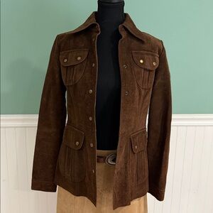 Vintage Y2K Lucky Brand Brown 100% Suede Women's Jacket -Like New Medium HEAVY